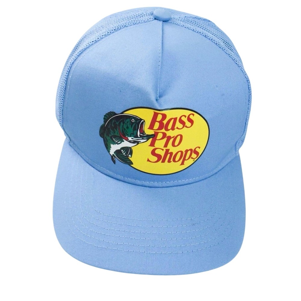 NWT Bass Pro Shops Sky Blue Mesh Trucker Hat Snapback Rare Cabincore Coastal Y2K